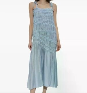 Tory Burch Light Blue Ruffled Midi Dress